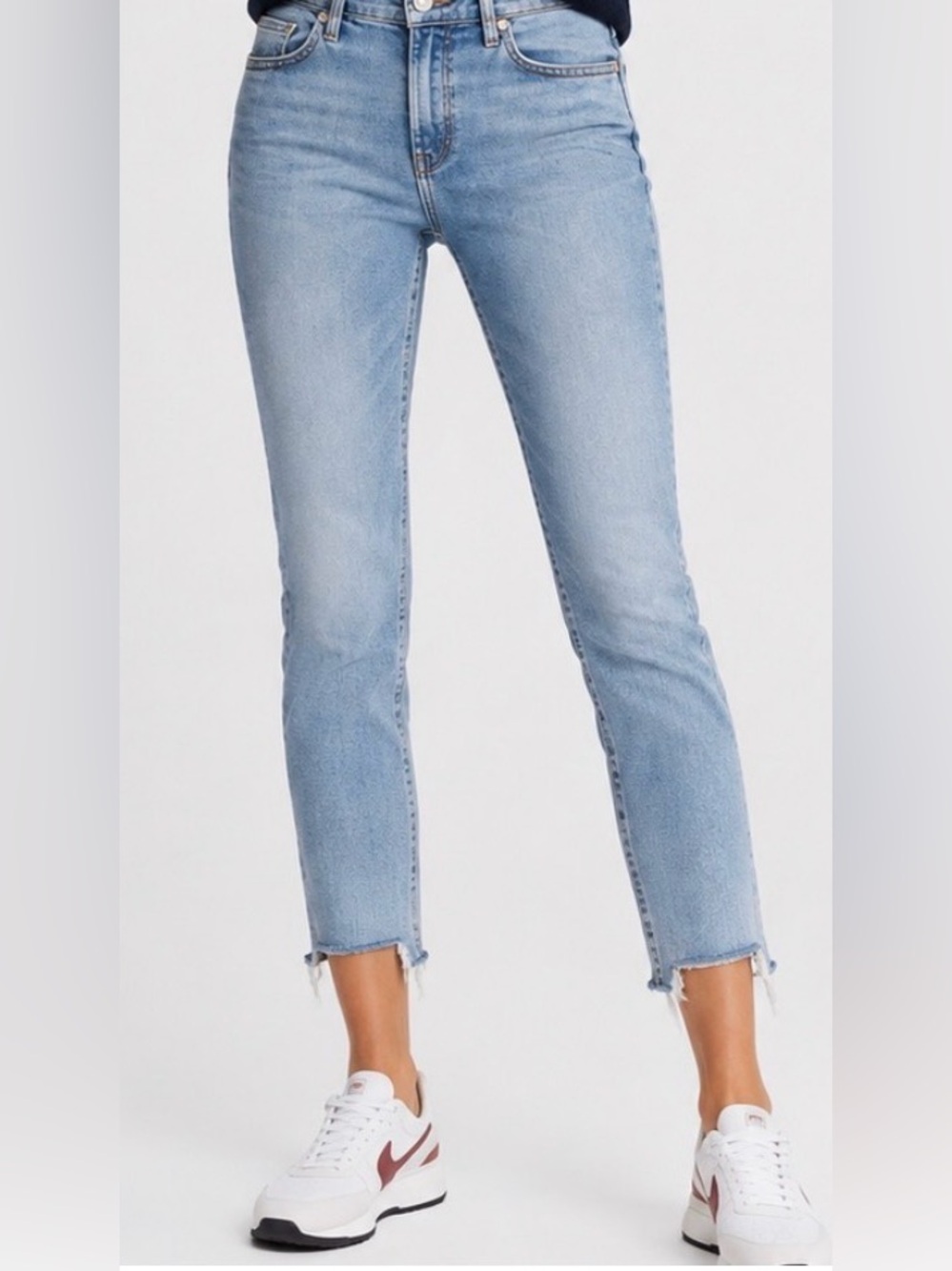 rag & bone Cate Mid-Rise Ankle Skinny Jeans  Cropped Jeans Light Blue Waist 29
